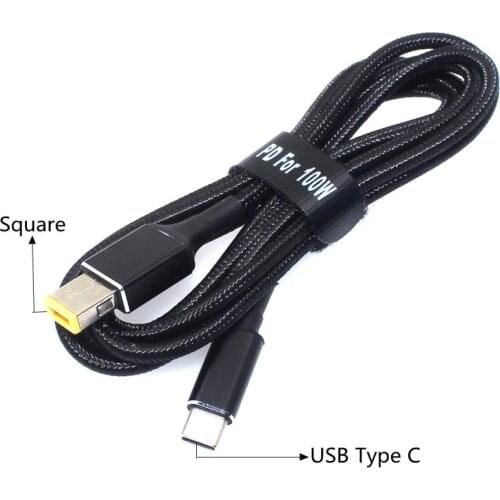 1.8m 100W USB Type C to 5.5x2.5mm Male Plug Converter PD Charger Cable for Lenovo Thinkpad 20V 2.25A 3.25A 4.5A Laptop Charger
