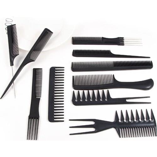 10 Style Anti-static Hairdressing Detangle Straight Hair Brushes Barber Hair Cutting Salon Black Hair Brush Slim Line Teasing