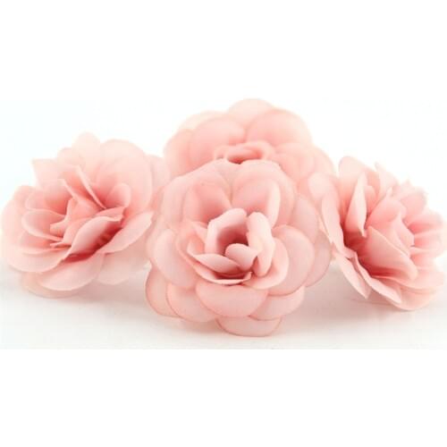100 pcs 4.5cm Mini Artificial Silk Rose Flower Head DIY Scrapbooking Handmade Flower Kiss Ball For Wedding Decorative