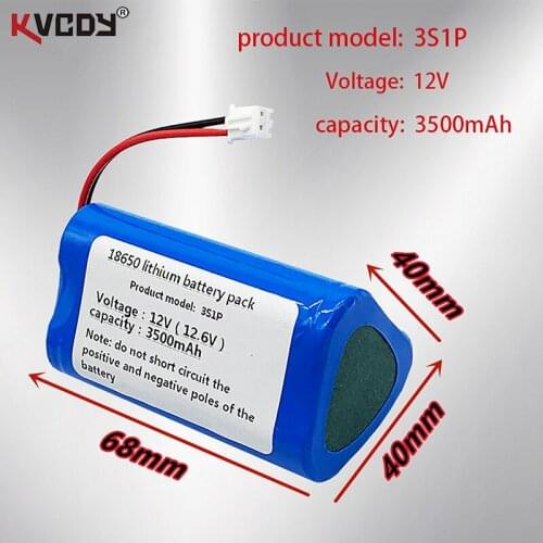 12V 3A 18650 Lithium Battery Pack 3S1P 3500mAh Built-in BMS, Bluetooth Speaker,flashlight, GPS, Fascia Gun, Rechargeable Battery
