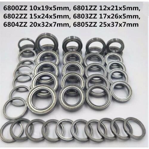 2pcs 6800ZZ 6801ZZ 6802ZZ 6803ZZ 6800-2RS 6801-2RS 6803-2RS Thin Wall Metal Shielded Bearing Rubber Sealed Bearing Ball Bearings