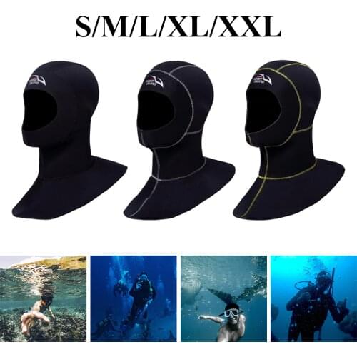 3mm Neoprene Thermal Diving Wetsuit Hood w/ Shoulder Snorkeling Equipment Hat Cap Adults Surfing Hat Canoeing Balaclavas Beanie