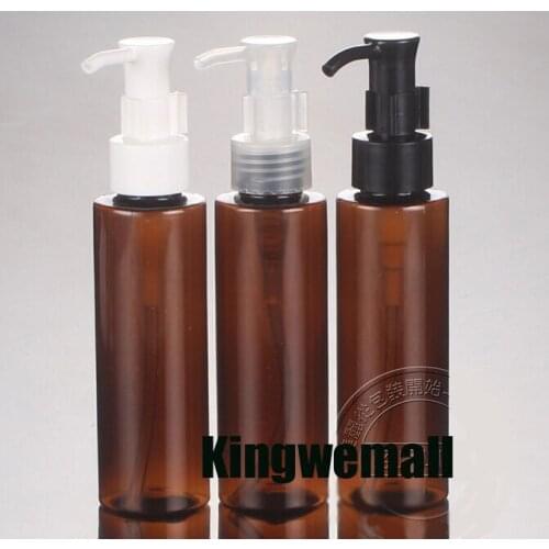 300pcs/lot 100ml Amber PET Cream bottle,100ml oil pump bottle,100ml Brown cosmetic container,cosmetic packaging