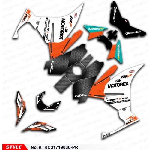 Aftermarket Motorcycle Stickers Custom Graphics for RC 125 200 RC125 RC200 2017 2018 2019 2020 2021, Style No.KTRC31719030-PR
