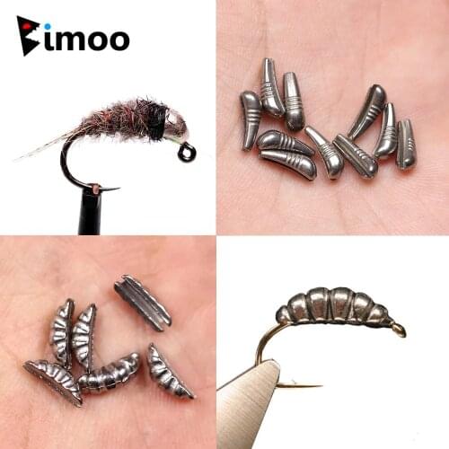 Bimoo12PCS XS S M L Weighted Tungsten Scud Back / Shrimp Body / Scud Shell Fast Sinking Fly Tying Material Raw Color