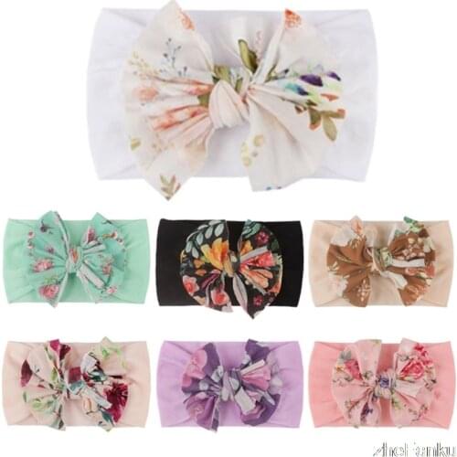 Bohemia Elastic Printed Flower Kids Headband Newborn Infant Knot Bows Headbands For Baby Girl Gifts Photo Props
