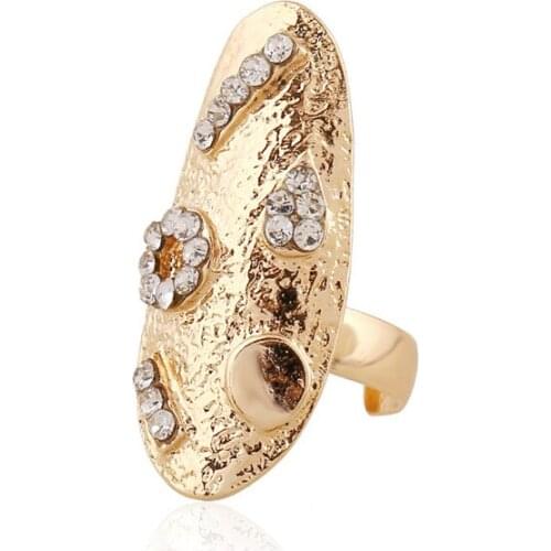 European Fashion Resizable Creative Geometry Alloy Finger Rings With Rhinestone