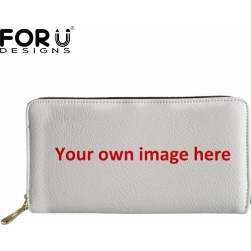 FORUDESIGNS Custom Images or Logo Ladies Wallet Fashion Women Leather Purse Multifunction Women Wallet with Zipper Money Bags