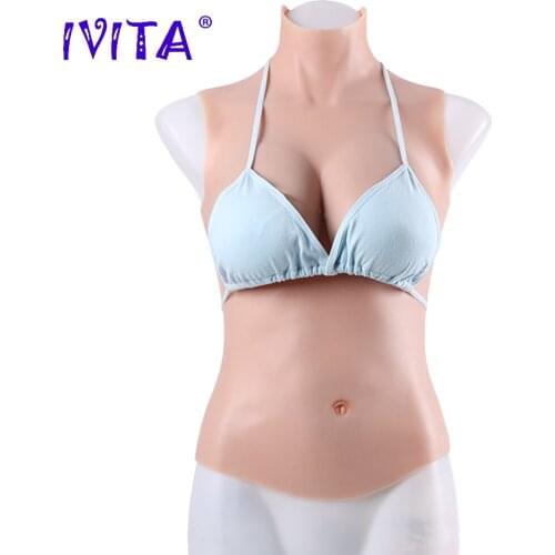 IVITA 100% Realistic Silicone Breast Fake Boobs Enhancer 3 Colors Choices D Cup for Crossdresser Transgender Drag Queen Shemale