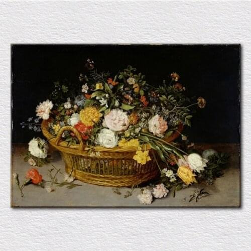 Sell art oil painting canvas pictures bamboo baskets full of colors flowers fine living room wall decor craft art