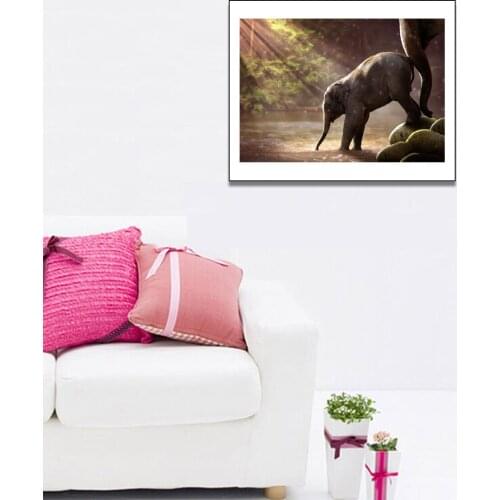 Sunset Elephant Animal Poster Canvas Print Painting Wall Art Living Room Home Decoration
