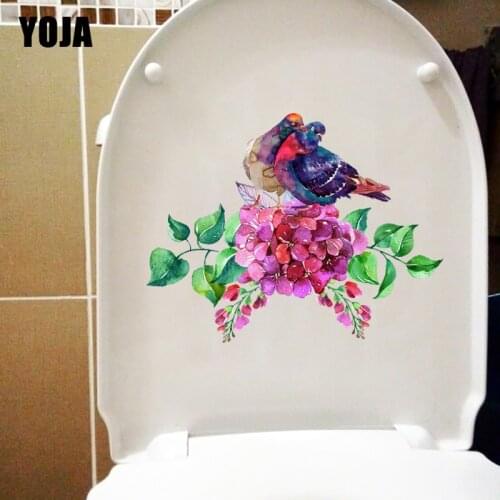 YOJA 22.4X17.2CM Classic Hand Drawn Flowers Birds Home Wall Stickers Mural Creative Toilet WC Decor T1-1333