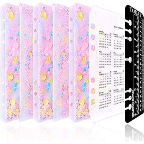 5PCS A5 Binder Zipper Envelopes for 6-Ring Notebook PVC Filofax Zip Document Envelope Bill Bag Waterproof Refills Filler