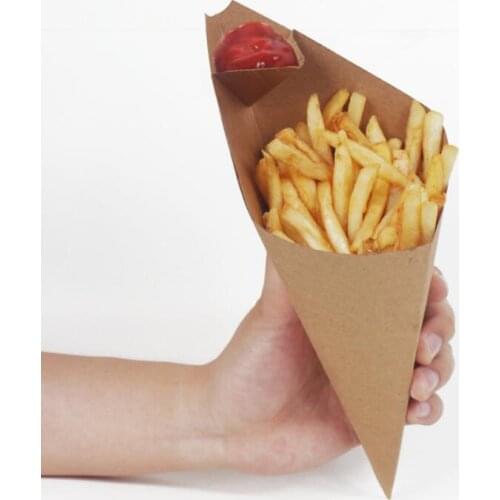 French Fries Box Cone Chips Oil Proof Bag Chips Cup Party Take-out Disposable Food Paper Package LX4638