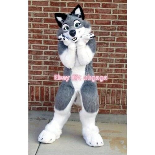 Grey Wolf Dog Mascot Costume Cosplay Furry Suits Party Game Fursuit Cartoon Dress Outfits Carnival Halloween Xmas Easter Ad