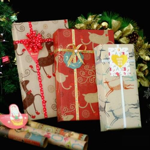10pcs 50*70cm Craft Paper Wrapping Kraft Paper Christmas Gift Packing Single Side New Year Gift Packing Material Home Decor