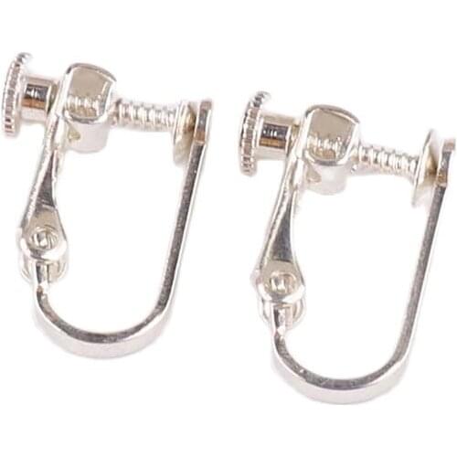 Metal Screw Clip Earring 17*12mm Silver Converter Findings for Non-Pierced Ears Golden Silver Jewelry Accessories Handmade DIY