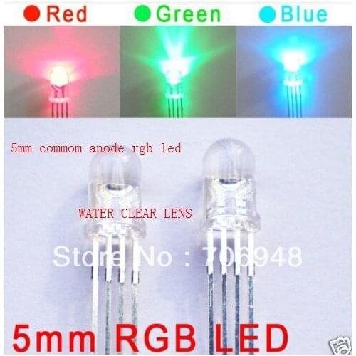 MIX 100x Water clear Diffused 5mm RGB LED Diode Common Anode