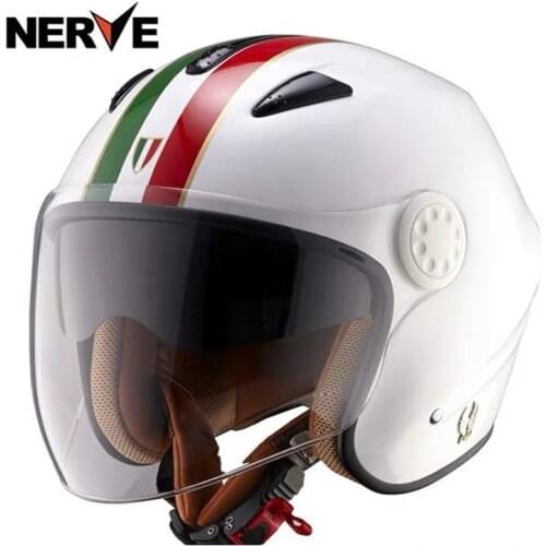 NERVE motorcycle helmet 3/4 open face jet scooter half face double lens motorbike helm capacete casco
