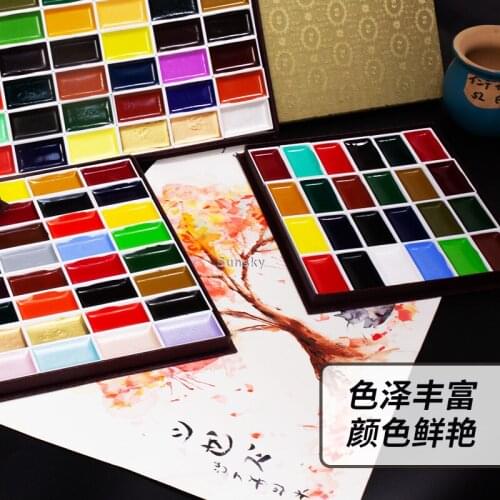 Sakura Kissho Original Japanese Solid Watercolor Pigment Paint Set,12/18/24/35/48/60 colors set,Chinese Painting Art Supplies