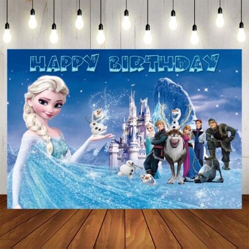 Customizable Frozen Birthday Party Photography Backgrounds Vinyl Cloth Photo Shootings Backdrop for Baby Shower Wedding Backdrop