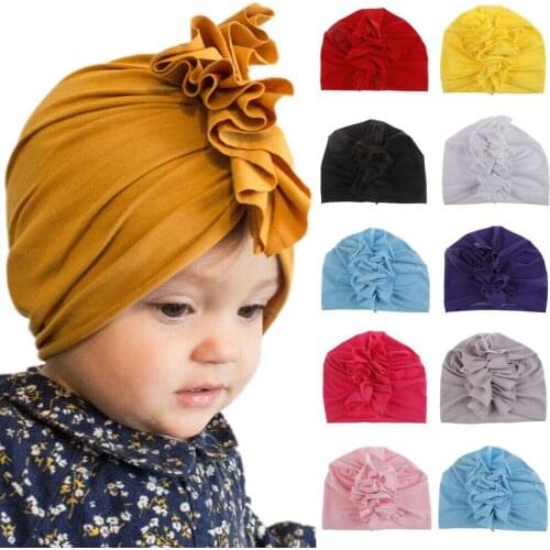 2019 New Lovely Cute Newborn Kids Baby Girl Turban Flower Head Wrap Adjustable India Hat Cotton Cap