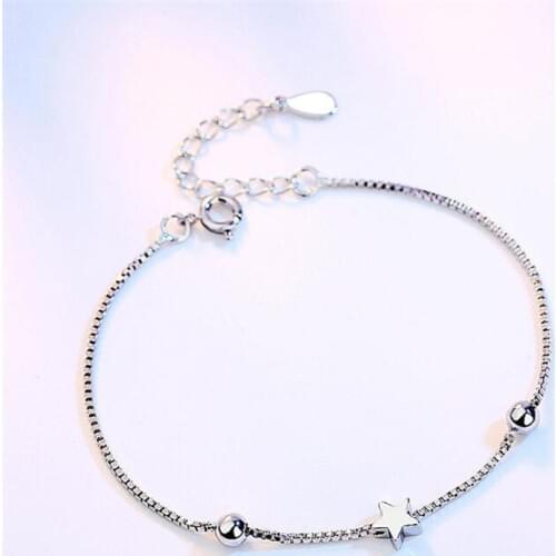 New Korean Style Star Fashion Temperament 925 Sterling Silver Jewelry Not Allergic Five-pointed Star Beads Mini Bracelets SB177