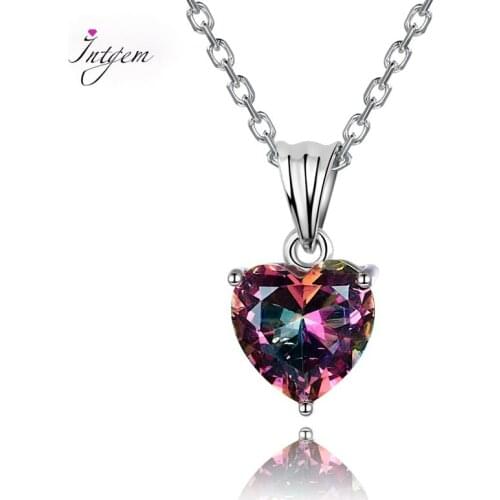Charms 16x8MM Heart Multicolor Pendant Necklaces Fashion Womens Pendants With Chain 925 Silver Jewelry Party Christmas Gifts