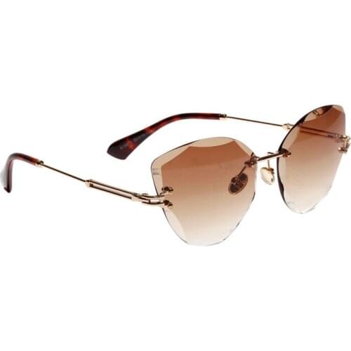 Retro Personalized Metal Frame Sun Glasses Progressive Colored Lens Cat Eye Borderless Colorful Crystal Texture Sunglasses