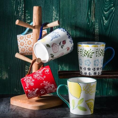 Hand-painted Underglaze Mug Ceramic Creative Personality Milk Coffee Cup Large Capacity Couples Cup Simple Retro Mug Drinkware