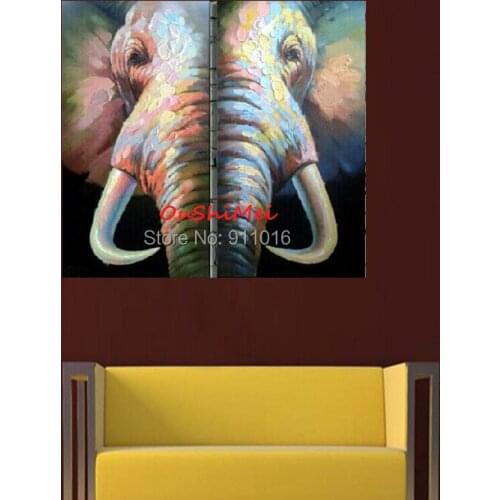 Hand Painted Oil Painting High Q. Elephant Animal Modern Paintings Hang Painting For Living Room Decor Wall Pictures Craft