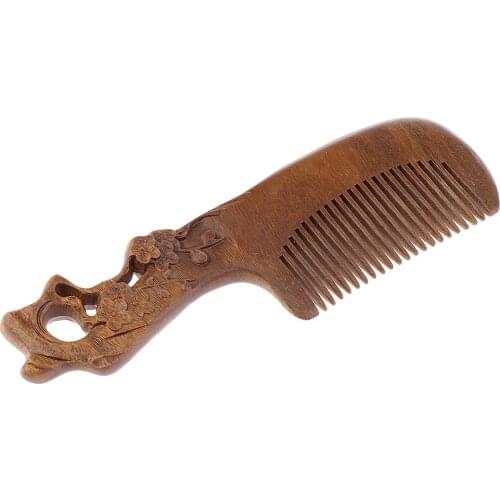 Natural Wood Hair Brush Scalp Massage Antistatic Combs Wintersweet Carved