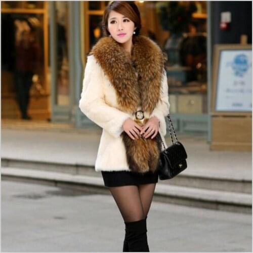 Plus Size Fur Coat Winter Women New 2021 Big Fur Collar Fur Jacket Winter Women Short Slim Thick Warm Pakras Female Coats Black