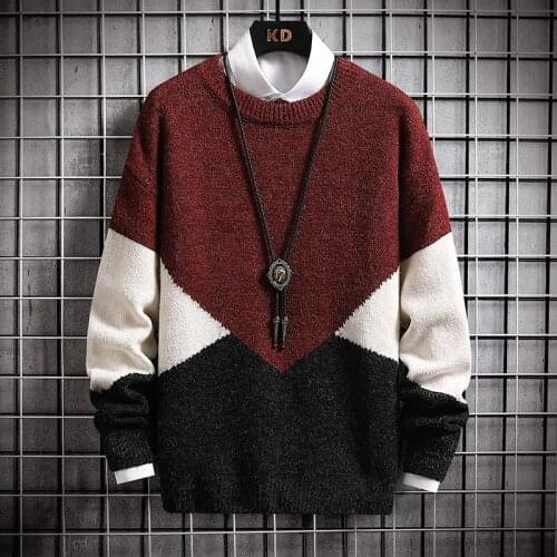 New Winter Loose Oversized Sweater Men Round Neck Male Knitwear Thick Warm Mens Pullovers Sweaters Harajuku Fashion Streetwear