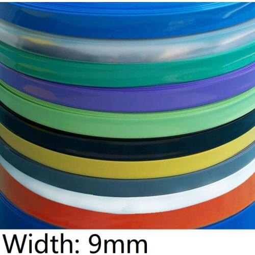 Width 9mm PVC Heat Shrink Tube Dia 5mm Lithium Battery Insulated Film Wrap Protection Case Pack Wire Cable Sleeve Colorful