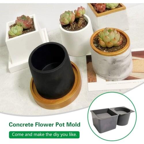 Creative Square Round Flower Pot Concrete Molds DIY Plaster Silicone Molds For Succulent Plants Cement Clay Crafts Mould