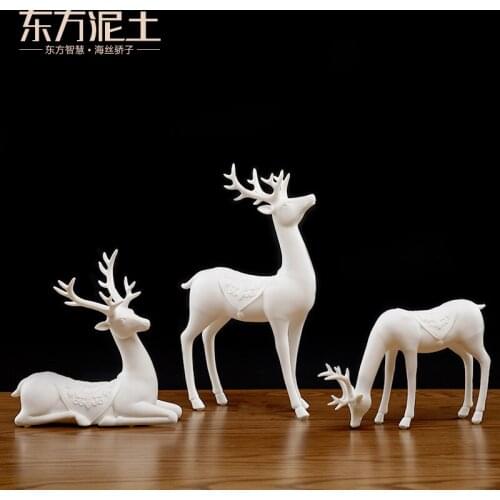 Oriental clay ceramic Sika Deer ornaments gifts living room TV cabinet wine cabinet home decoration crafts