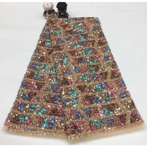 Upscale Style Sequins Lace Fabric Sequined Embroidered Guipure Net Lace African Wedding Dresses Sewing Mesh Material XX33081