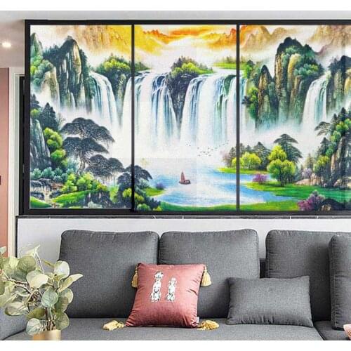Window Film Privacy Waterfall Pattern Frosted Glass Sticker UV Blocking Heat Control Window Coverings Window Tint for Homedecor
