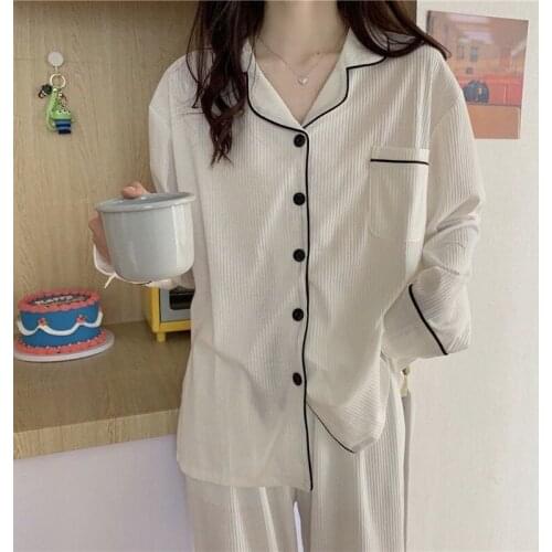 Pajamas For Women Long Sleeve Sleep Tops Cotton Pajamas Women Two Piece Set Pijamas Loungewear Spring Pyjama Femme Sets