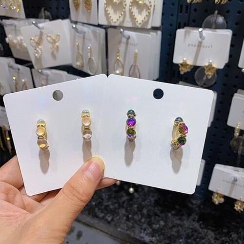 MENGJIQIAO Korean Fashion Transparent Colorful Crystal Circle Hoop Earrings For Women Girls Cute Jewelry Boucle d'oreille