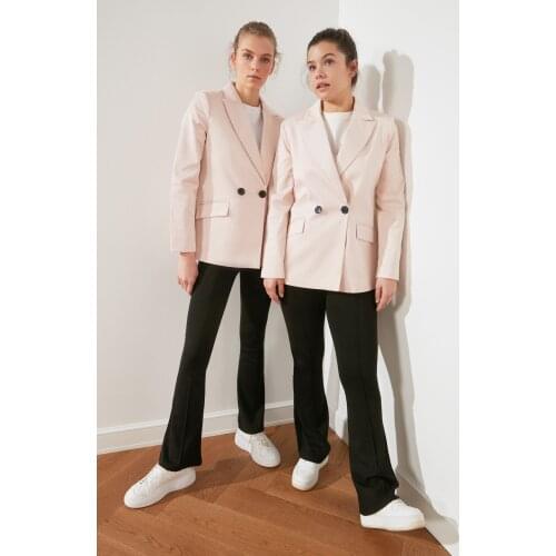 Powder Buttoned Jacket Womens Blazer Spring/Autumn Office High Street Fashion Style