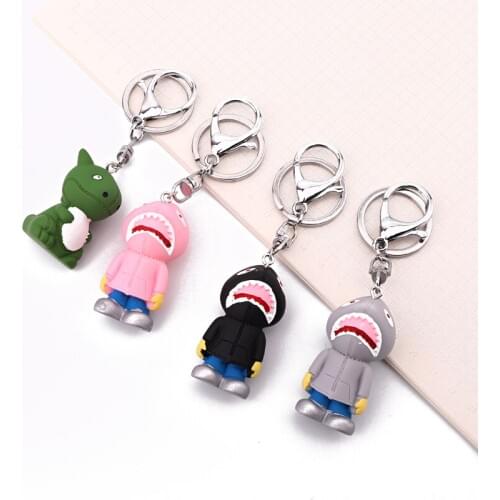 Dayoff New Cartoon Dinosaur Shark Keychains KeyRing Key Holder For Women Korean Car Bag Pendant Keychain Wedding Party Gift K51