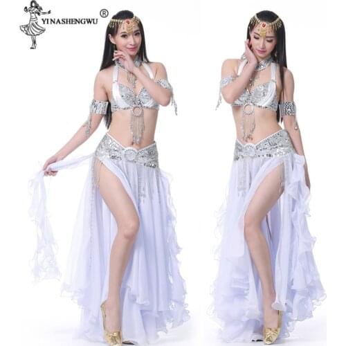 Belly Dance Costume Belly Dance Sets Wear Split Skirt Belly Dance Bra Belt Sequins Diamond Belly Dancing Stage Hot Women New