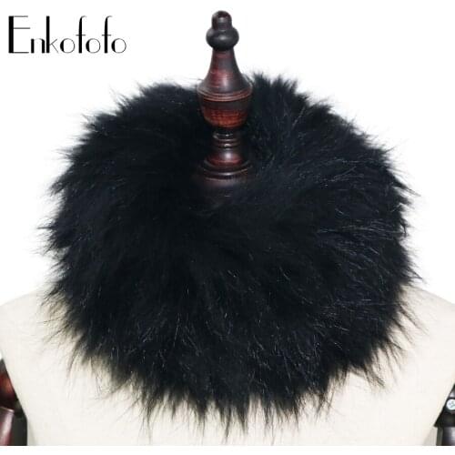 100% Real fox Fur Collar For Women Winter Scarf flurry foulard headbands Round Scarves raccoon fur Ring Collar Luxury Brand