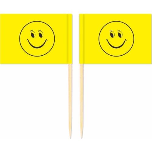 Smile Smiling Face Toothpick Flag 3.5X2.5CM Cake Topper Party Cupcake Wedding Lovely Baking Dessert Decorations