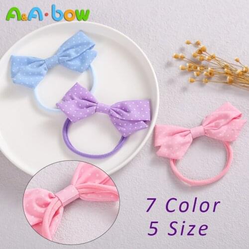 1pcs 11cm Cute Dot Bow Headbands Nylon Elastic Lovely Baby Hairbands Fashion Newborn Headwear Children Hair Accessories 7 Colors
