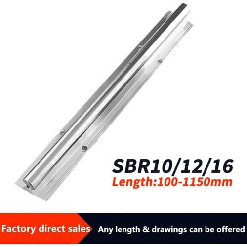 1pc Linear Guide Rail SBR10 SBR12 SBR16 150-1150mm Fully Supported Linear Rail Shaft Rod For CNC Part
