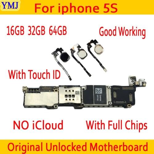 100% Good Working for iphone 5S Motherboard With/Without Touch ID,Original unlocked for iphone 5S Mainboard,16gb / 32gb / 64gb