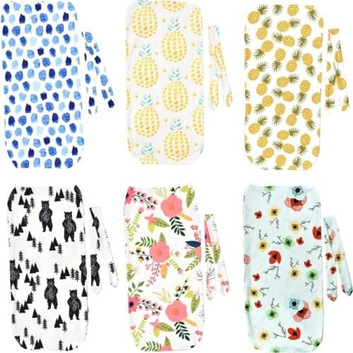 2Pcs/Set Newborn Fashion Baby Swaddle Blanket Baby Cocoon Sleeping Swaddle Bag Muslin Wrap Headband